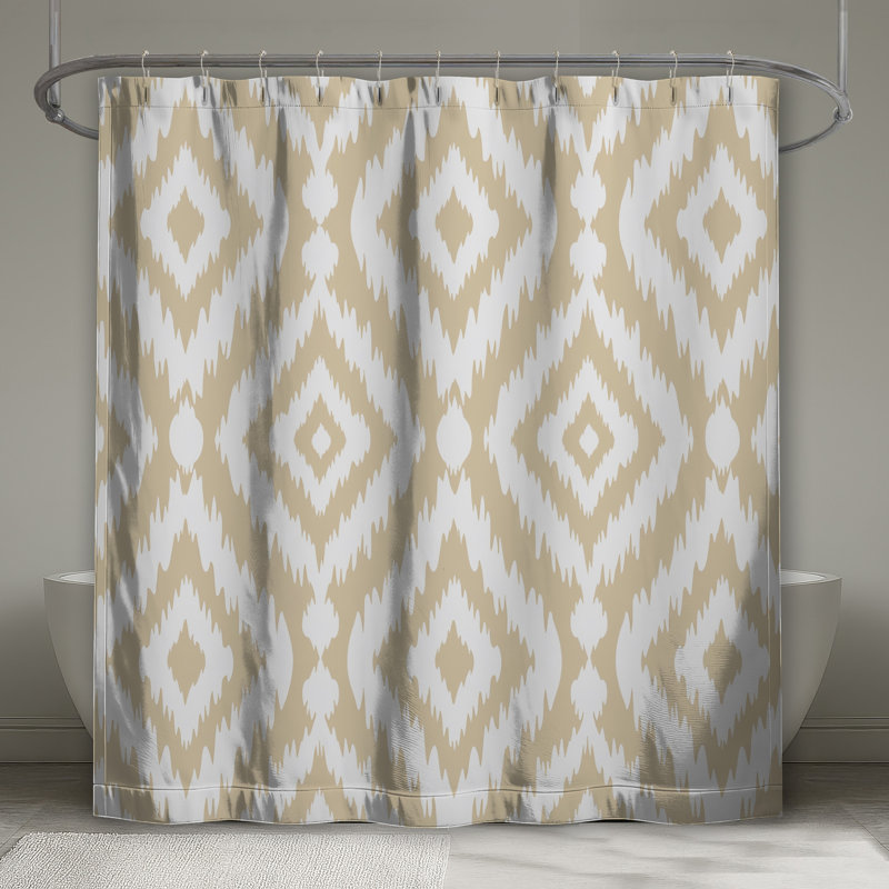 Rideaux de douche beige et blanc Ikat, 70in W x 72in H