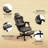 PU Leather Office Gamer Chair High Back Swivel Recliner With Footrest,Lumbar Support,Adjustable Height