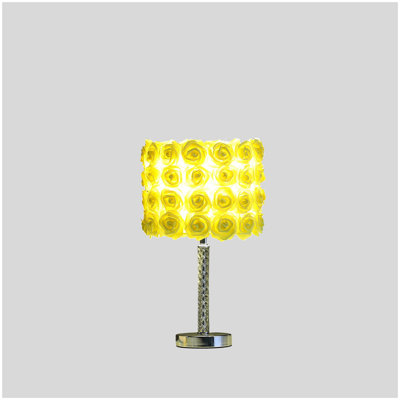 18.25" Yellow Roses in Bloom Acrylic / Metal Table Lamp