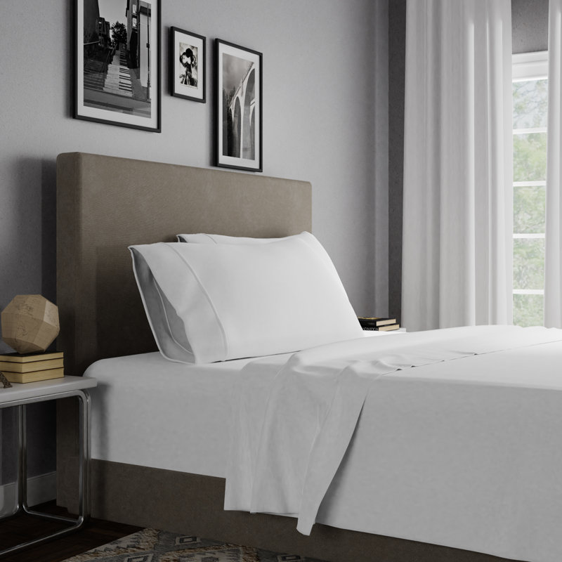 Ensemble de draps en microfibre ultra-doux et infroissable, Blanc, Ensemble de draps et de 2 taies d'oreiller pour tr
