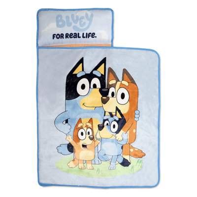 NoJo Bluey For Real Life Toddler Nap Mat – Includes Attached Pillow and Fleece Blanket