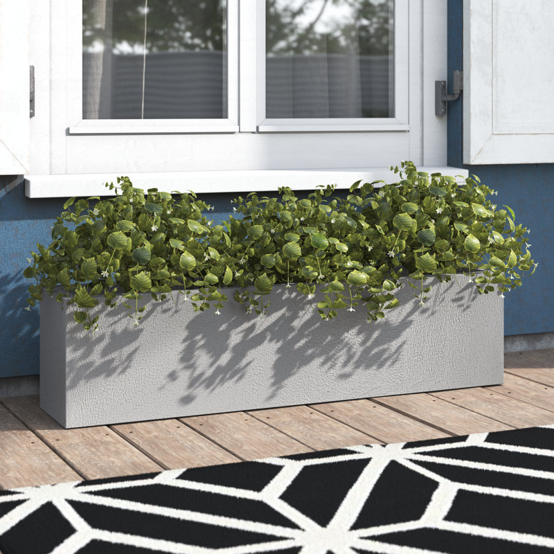 Hollriegel Fiberglass Window Box Planter, Medium, Aluminium