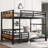 Metal Queen Over Queen Bunk Bed with Loft Conversion - Separable Into Loft and Single Bed, Raised Rail Guard-404145902-404145903