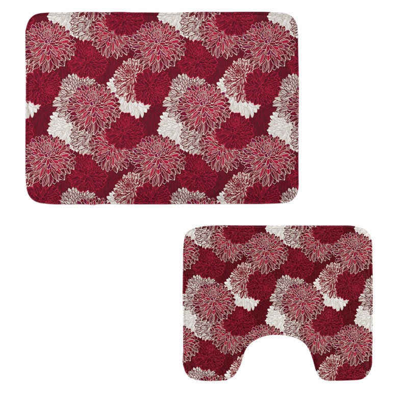  Ensemble de 2 tapis floraux pour salle de bain