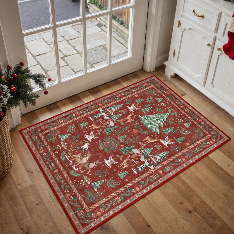 Celie Washable Christmas Area Rug For Living Room With Non-Slip, Rectangle 2' x 3'