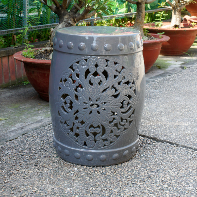 Tabouret de jardin en céramique Nieto, Gris tombé
