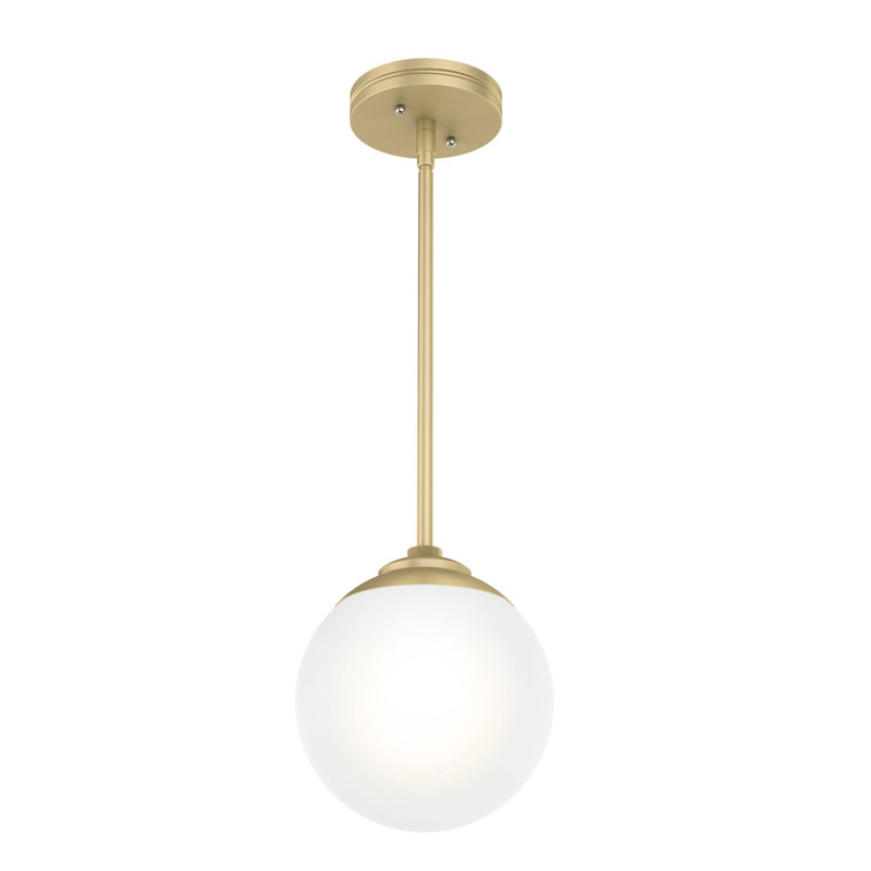 Modern Brass and White Glass Mini Globe Pendant Light