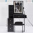 29.2" Small Size Bedside Cabinet Vanity Table + Cushioned Stool, 2 AC+2 USB Power Station, Hair Dryer Bracket, Extra Large Touch Control Sliding LED Mirror, 3-Color Switching, EPA, GCC, UL Certificate-20299053