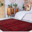 Tapis rouge en laine noué à la main de conception unique 5 pi 1 po x 6 pi 8 po Monez