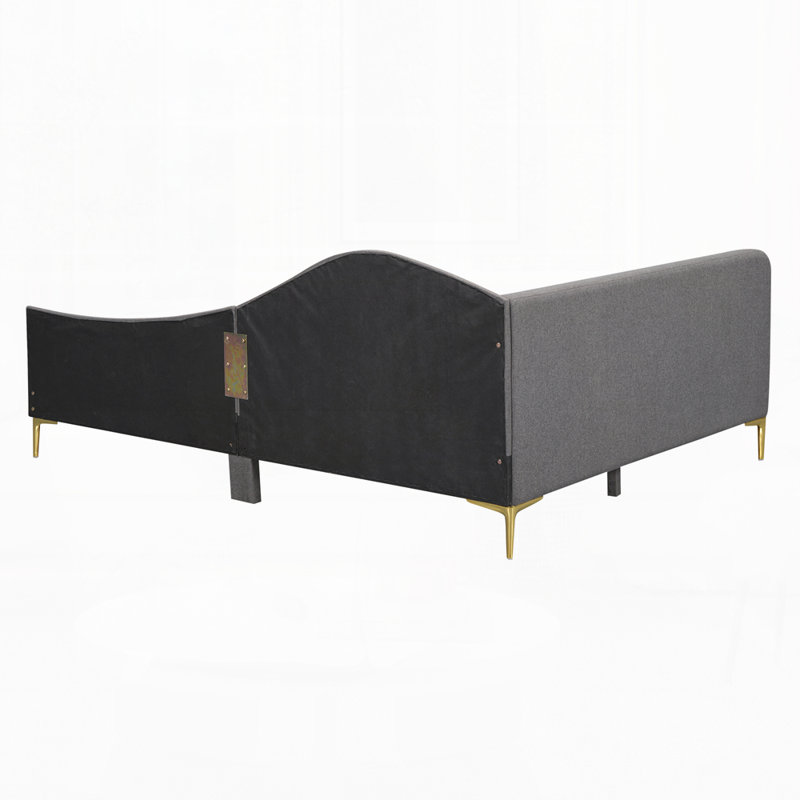Upholstered Daybed with Headboard and Armrest, Gray, Full