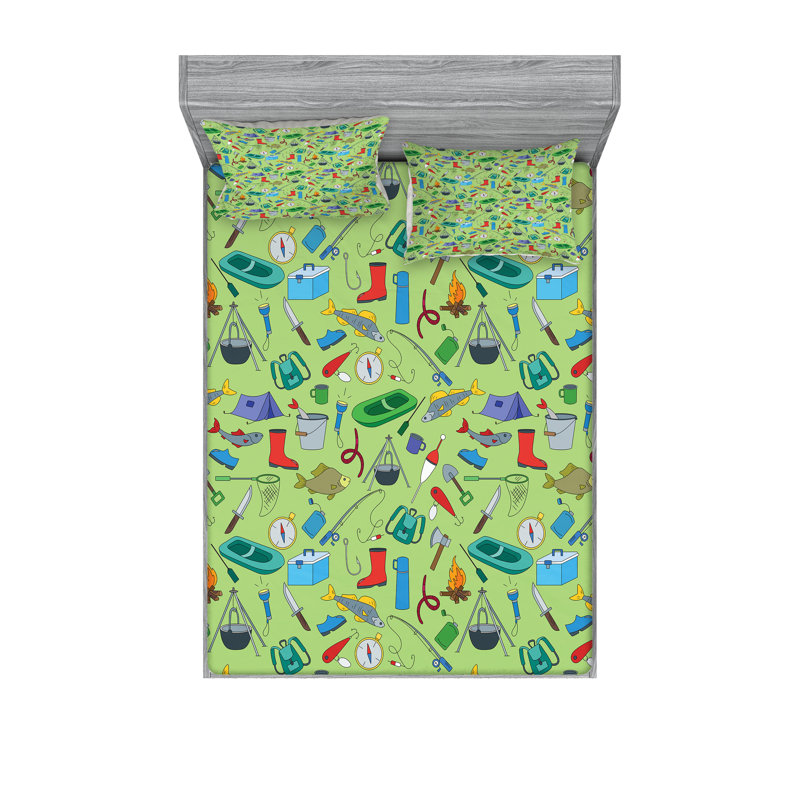 Drap-housse et coussin décoratif Ambesonne thème de pêche vert pastel multicolore