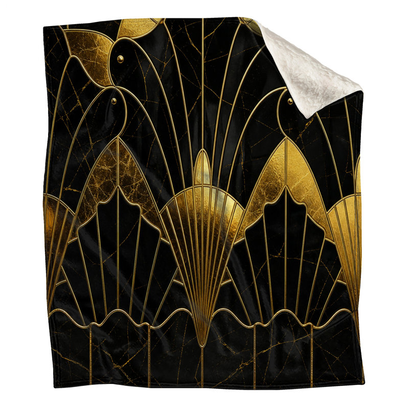 Couvertures dorées Art Deco, L 50 po x H 60 po