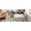 Lit plateforme simple en bois avec tablettes de rangement, lit gigogne, station de charge et tête de lit tapissier, crème-39883512-39883513