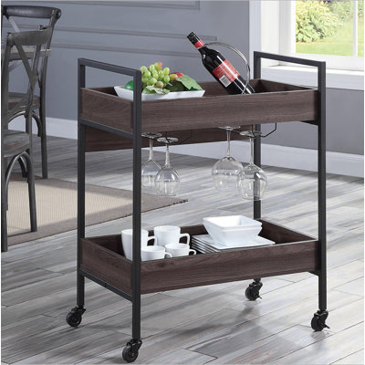 Rectangular Serving Cart With 2 Tier Shelf