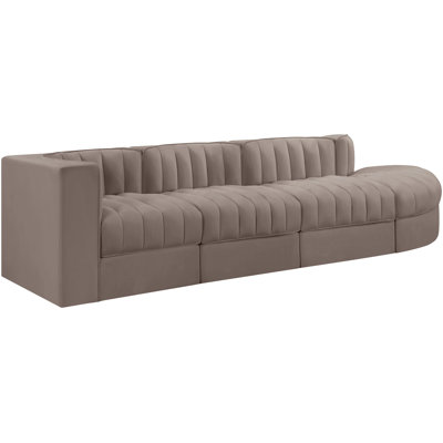 Demars Velvet Performance Fabric Upholstered 4Pc. Modular Sectional