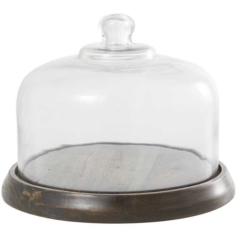Bois de manguier décoratif avec cloche en verre, Brun