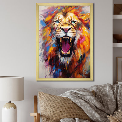 Abstrait lion rugissant - Lion, art mural