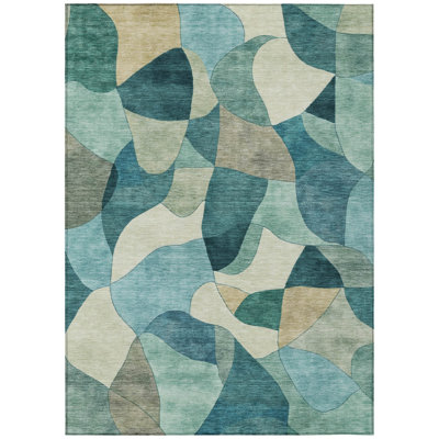 Machine Washable Indoor/Outdoor Chantille ACN2814 Abstract Rug