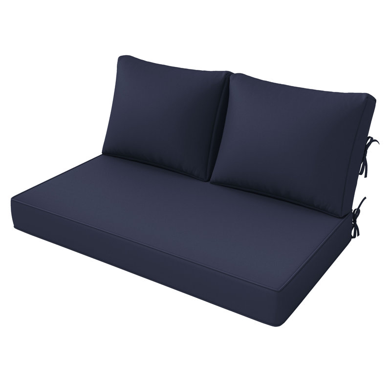 5" Loveseat Cushion Water Repellent & UV-Resistant Patio Furniture Cushions, Removable Outdoor Couch Cushions With Hidden Zipper & Adjustment Staps For Couch, Bench, And Swing