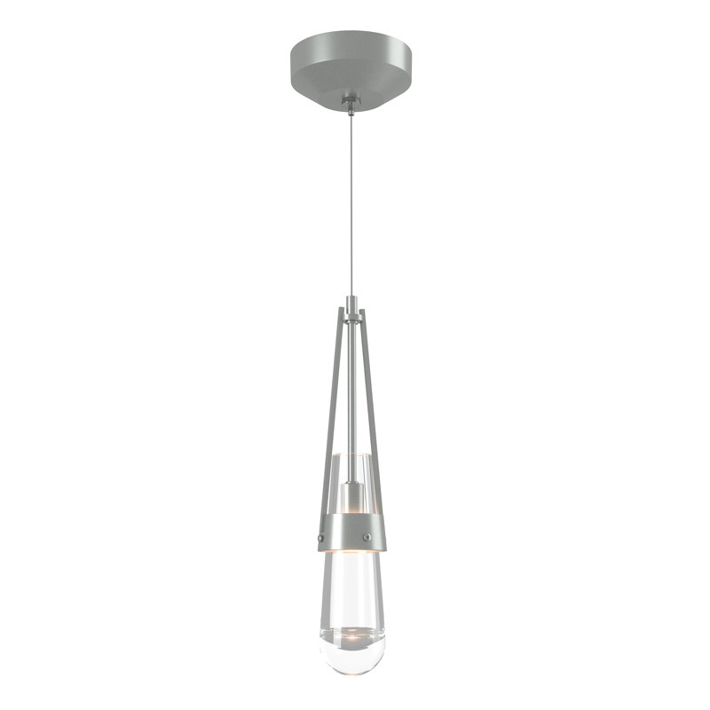 Link 1 - Light Single Teardrop Pendant, Vintage Platinum, Clear Bubble