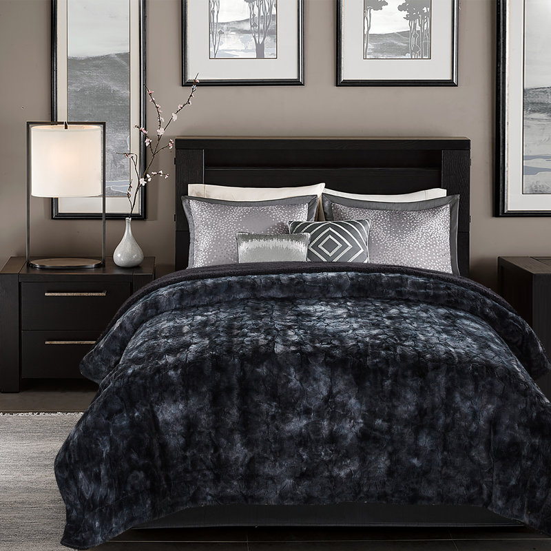 Woven Blanket, Black, 70" W x 60" L