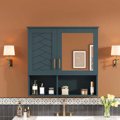 2-In-1 Bathroom Mirror Cabinet, 30 inch Wall Mounted Medicine Cabinet with Adjustable Shelves & Soft Close Doors, High-Define Mirror with Storage for Bathroom Vanity