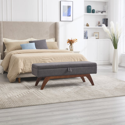 Tissu en laine COOLMORE Teddy, pieds en bois massif pour la pesée solide et tabouret de lit avec fonction de rangement