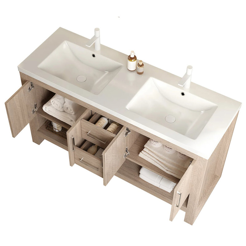 Meuble-lavabo intégré 60 po avec 2 lavabos