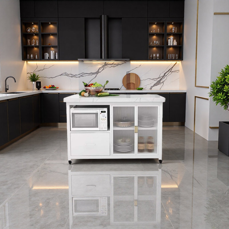 Marble kitchen side cabinet island counter