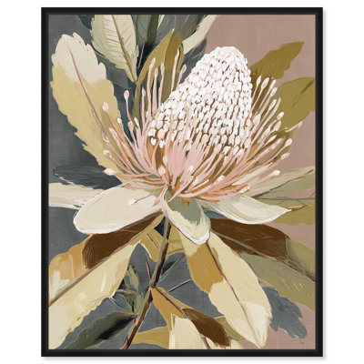 "White Banksia II", reproduction d'art sur toile par Art Remedy, cadre noir, 30 x 36