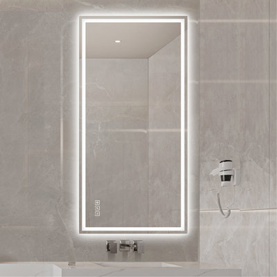 48×24 Inch Anti-Fog LED Bathroom Mirror With Modern Straight-Edged Design, 3 Color Dimmable Lighting, Horizontal/Vertical Wall Mount