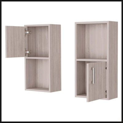 White Oak 2 Bathroom Medicine Cabinets With Open Shelf