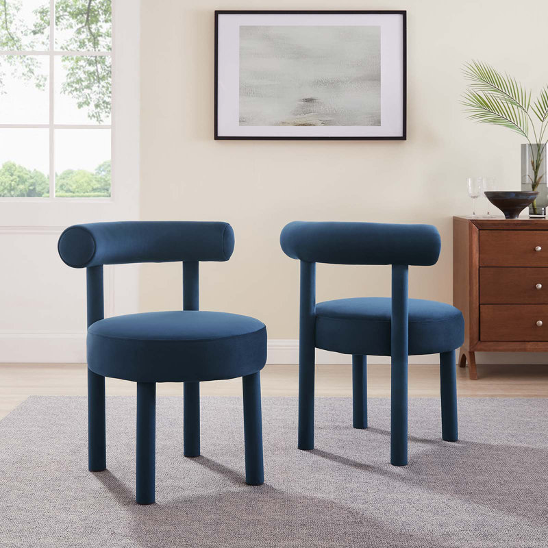 Chaises de salle à manger rembourrées Modway, Bleu minuit