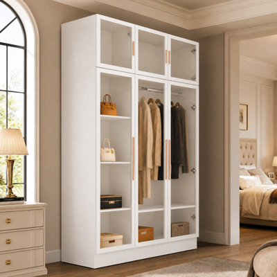 Armoire autoportante en verre avec éclairage 47,5 po x l 19,2 po x H 74,8 po