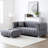 Luna, Channel-Back Velvet Sofa with Ottoman-1192313544