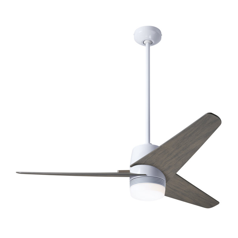 Velo 48'' Ceiling Fan with LED Lights, Wall Control, Graywash, Gloss White