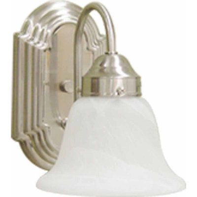 V1341 Elizalde 1-Light Indoor Brushed Nickel Bath or Vanity Wall Sconce or Wall Mount with Alabaster Glass Bell Shade