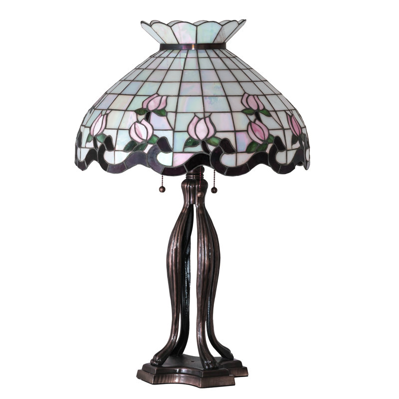 Lampe de table 32 "haute rose, H 32 po x l 20 po x P 20 po, Rose / Vert