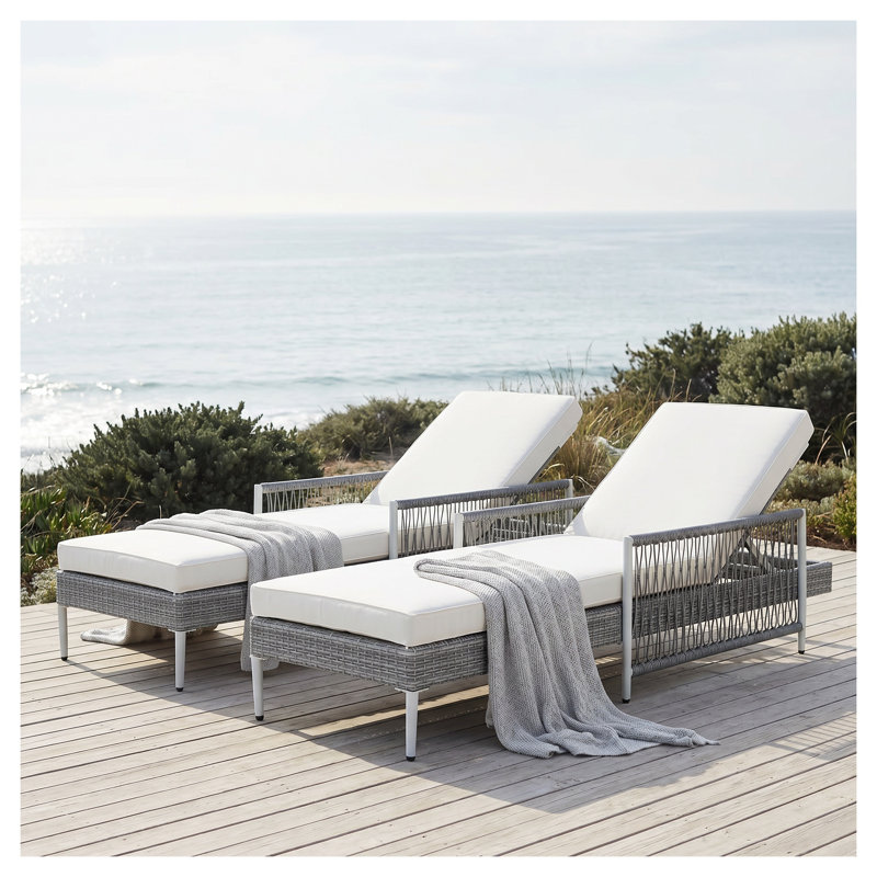 Chaise longue d'extérieur en rotin PE avec coussins Topmat