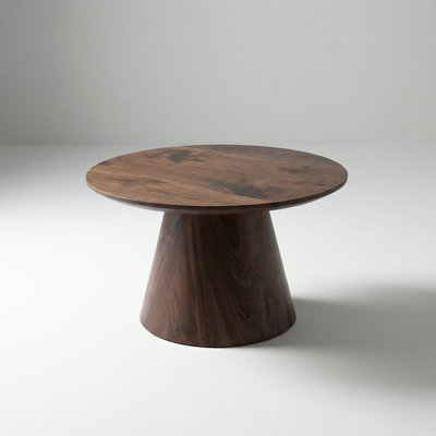 Classic Walnut Wood Grain Circular Coffee Table with Adjustable Feet and Anti-Slip Design for Living Room or Bedroom Decor
