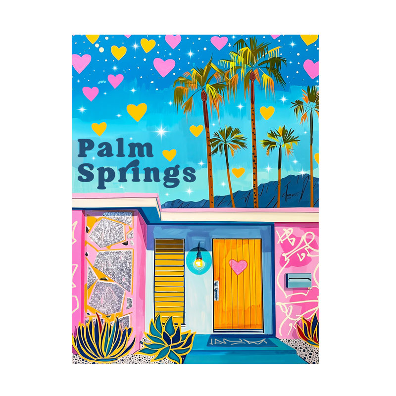 «Jess Stempel Palm Springs Hearts», art sur toile, H 19 po x l 14 po
