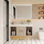 Meuble-lavabo suspendu moderne de 100 cm (39,4 po) avec lavabo en céramique, armoire de rangement murale à 2 tiroirs et 2 espaces ouverts, comptoir en pierre frittée-428595784-425632331