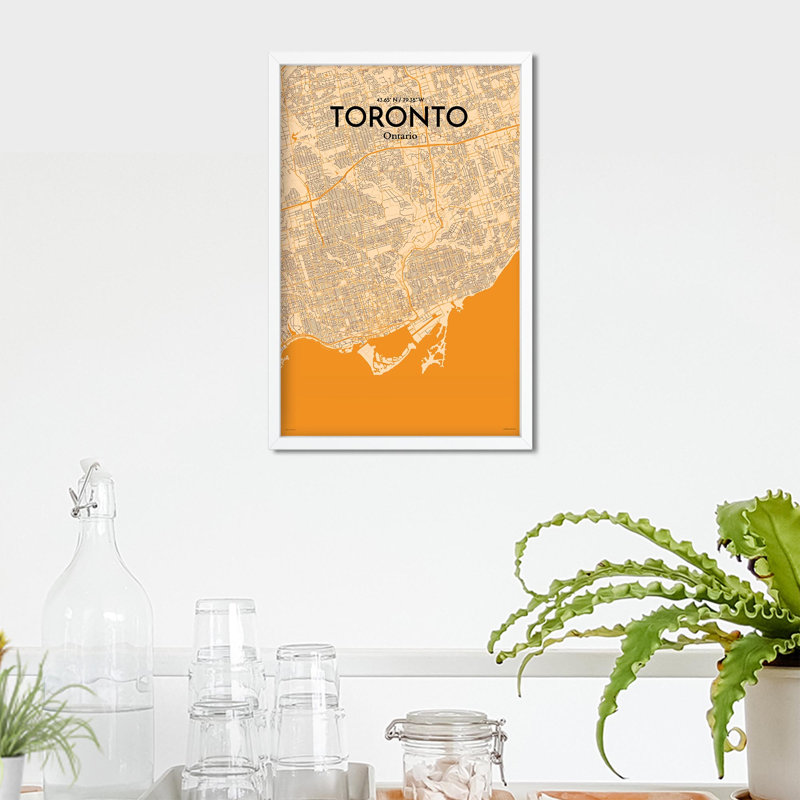 «Toronto City Map», impression rétro, H 17 po x l 11 po