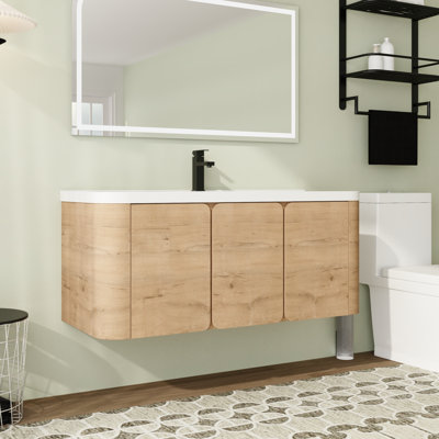 Ensemble de meuble-lavabo simple 48 po avec plateau en résine et portes à fermeture en douceur 48 po