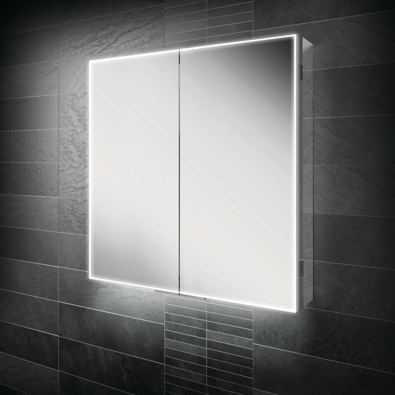 Exos 800mm W 700mm H Surface Frameless Medicine Cabinet Mirror 6 Adjustable, 70cm H x 60cm W x 12.2cm D, Vertical