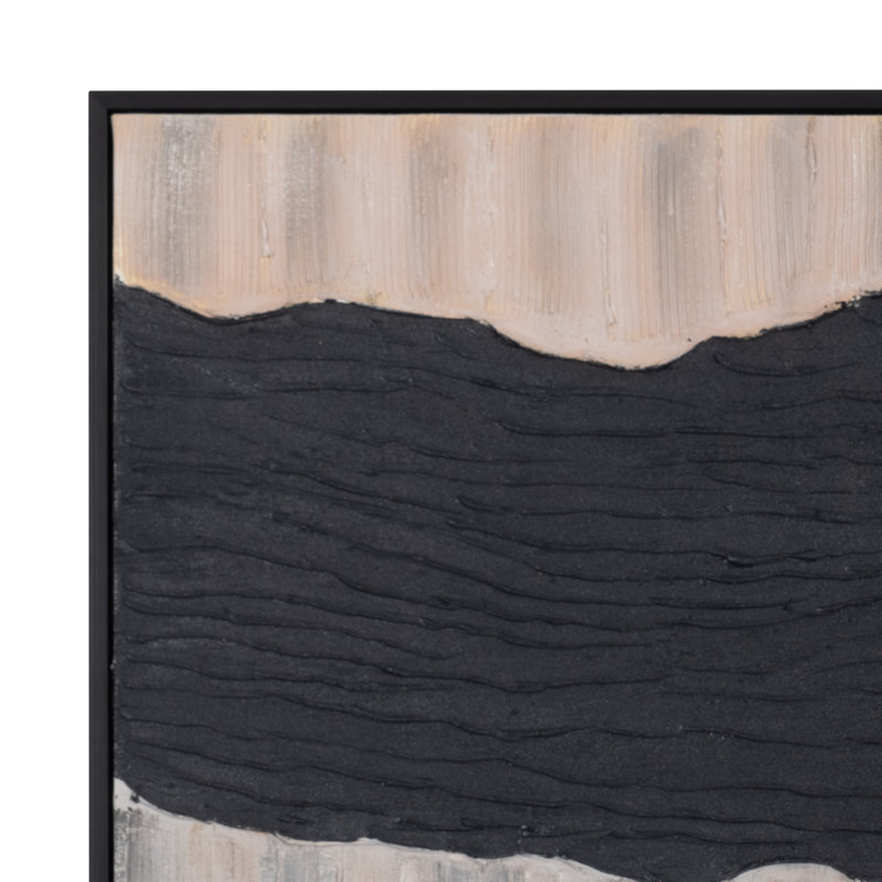 Art mural moderne sur toile noir, ivoire et gris 70 po Cosey - ensemble de 2.
