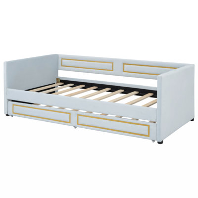 Upholstery Daybed With Trundle,Blue