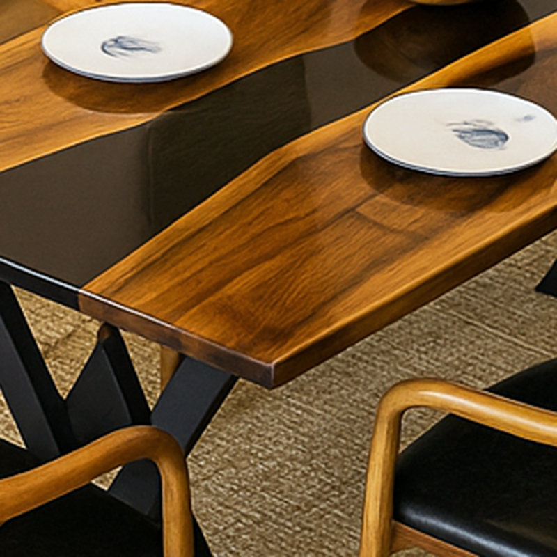 Joncarlos Contemporary Craftsmanship The Wood and Epoxy River Dining Table, Black/Brown, 29.5" H x 72" L x 33.4" W