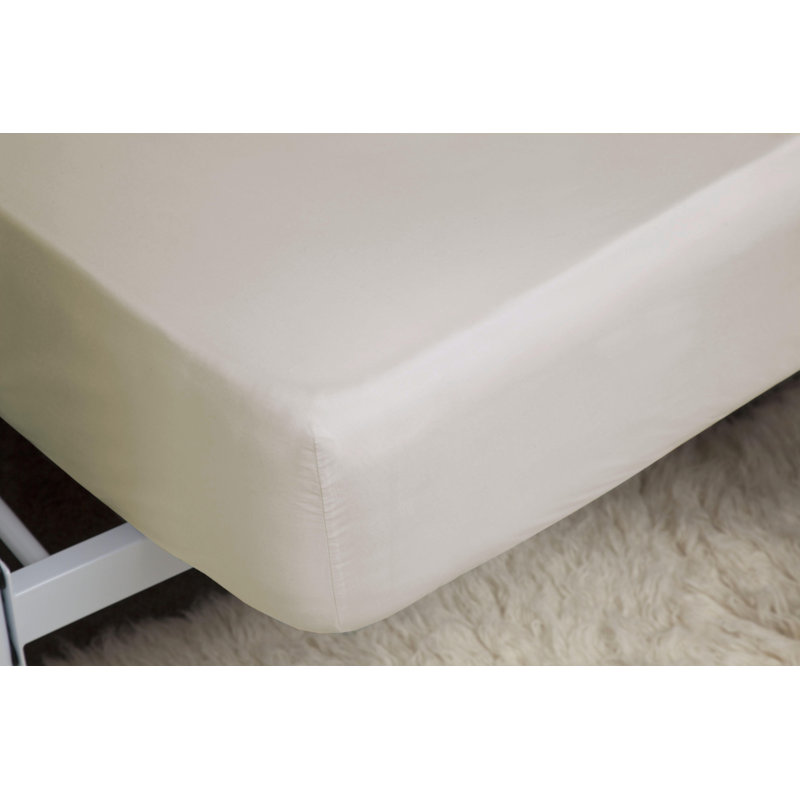 100% Cotton Percale Fitted Sheet, Ivory, Super King (6')
