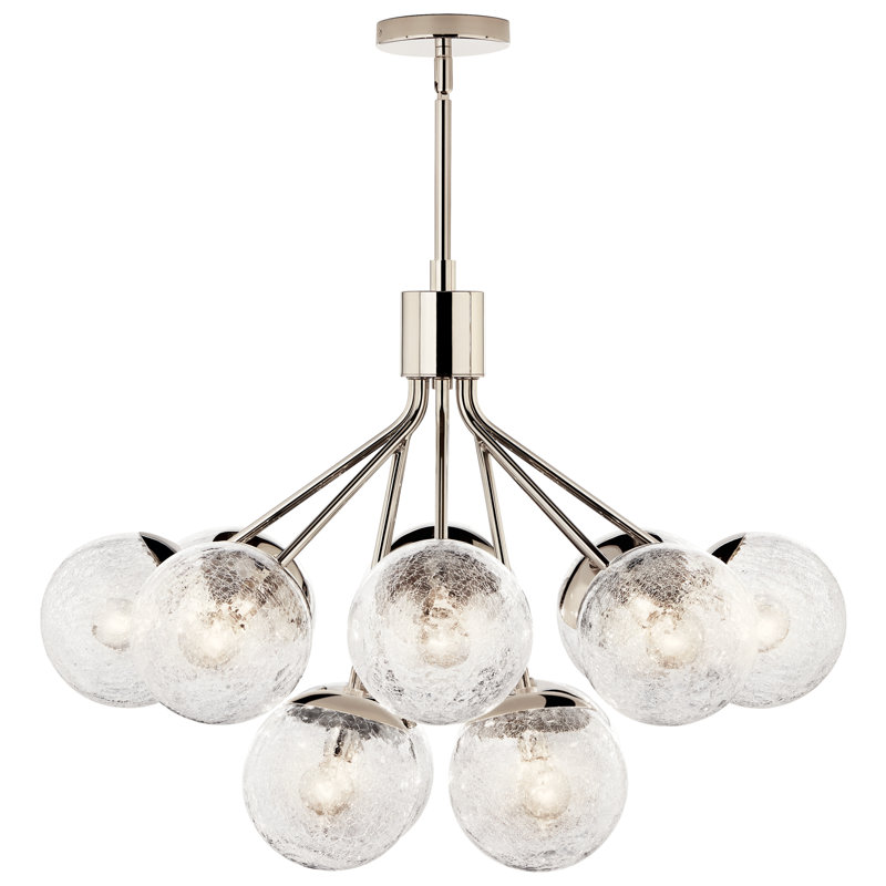 Lustre globe en acier à intensité variable , Nickel poli, H 22,25 po x l 30 po x P 30 po, 12